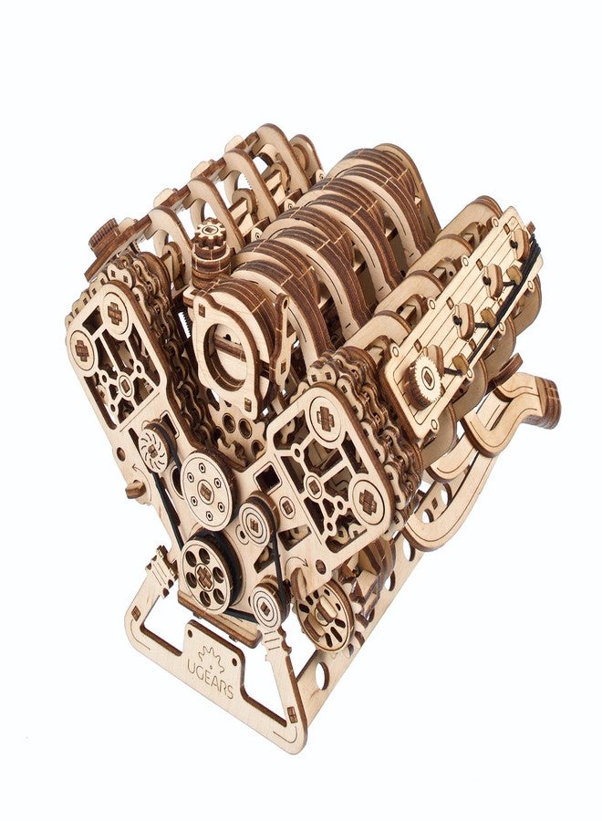 UGEARS V8 Engine Model Kit - 3D Wooden Puzzles for Adults, 3D Puzzle Model Engine Kit, DIY Kits Gifts for Engineers for Christmas, Wooden Model Kits for Adults to Build, Brain Teaser Hobby Set - Image 1